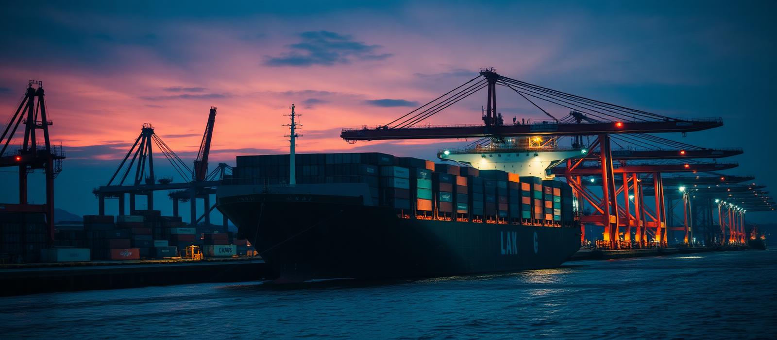 Containerschiff wird im Hafen beladen
